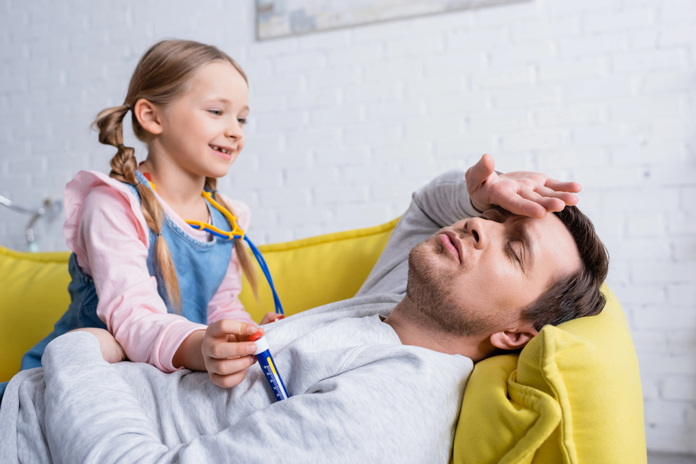 Image of man pretending to be sick