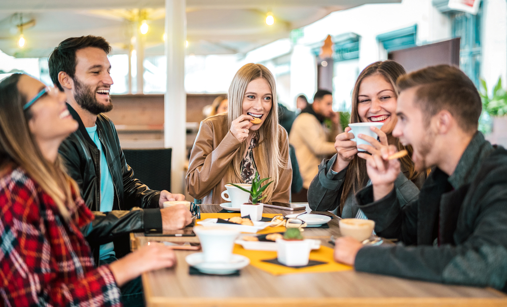 Image of people meeting up and having a coffee as a team ritual